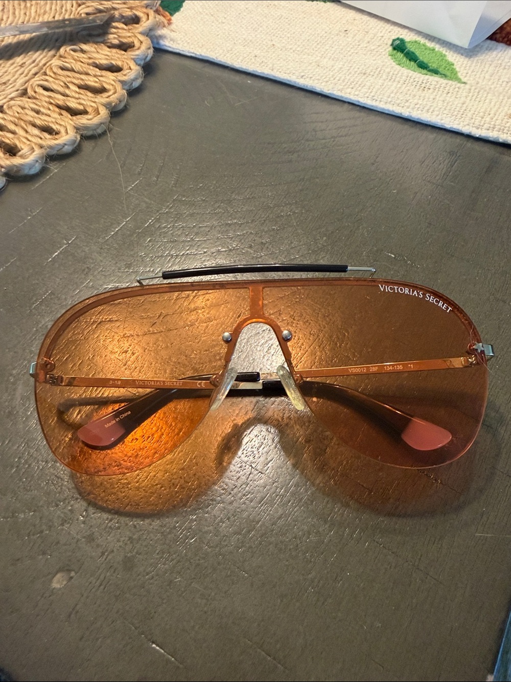 Victoria's Secret Amber Shield Sunglasses with Pink Temple Tips